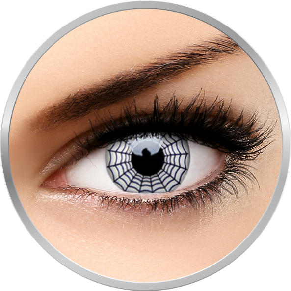 Lentile de contact colorate albe anuale Crazy Spider 360 purtari (2 lentile/cutie) cu comanda online