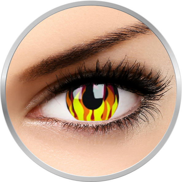 Lentile de contact colorate galbene anuale Crazy Flame Hot 360 purtari (2 lentile/cutie) cu comanda online
