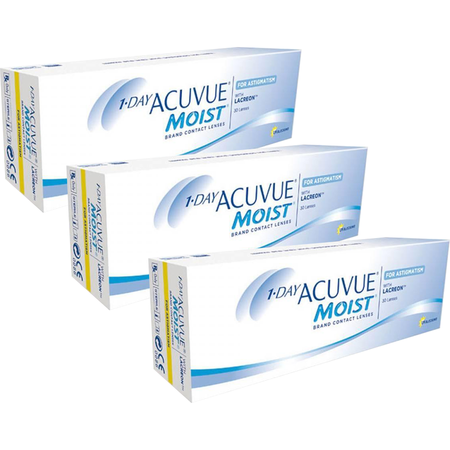 Lentile de contact cu dioptrii Johnson&Johnson 1 Day Acuvue Moist for Astigmatism zilnice 3 x 30 lentile / cutie cu comanda online
