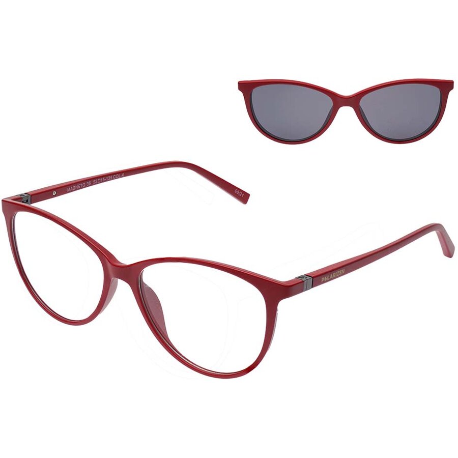 Rame Ochelari de Vedere Fluture Polarizen CLIP-ON MAGNETO36 COL4 rosii de dama cu comanda online