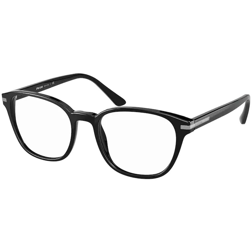 Rame Prada PR 12WV 1AB1O1 Rectangulare negre pentru Ochelari de Vedere Barbati cu comanda online
