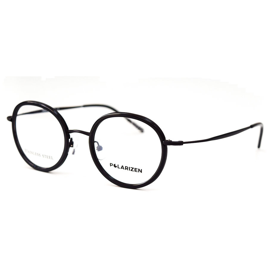 Rame Unisex Polarizen 8758 5 Ochelari de Vedere negre Rotunde cu comanda online