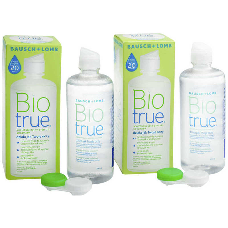 Solutie intretinere Biotrue 2 x 300 ml + suport lentile cadou cu comanda online