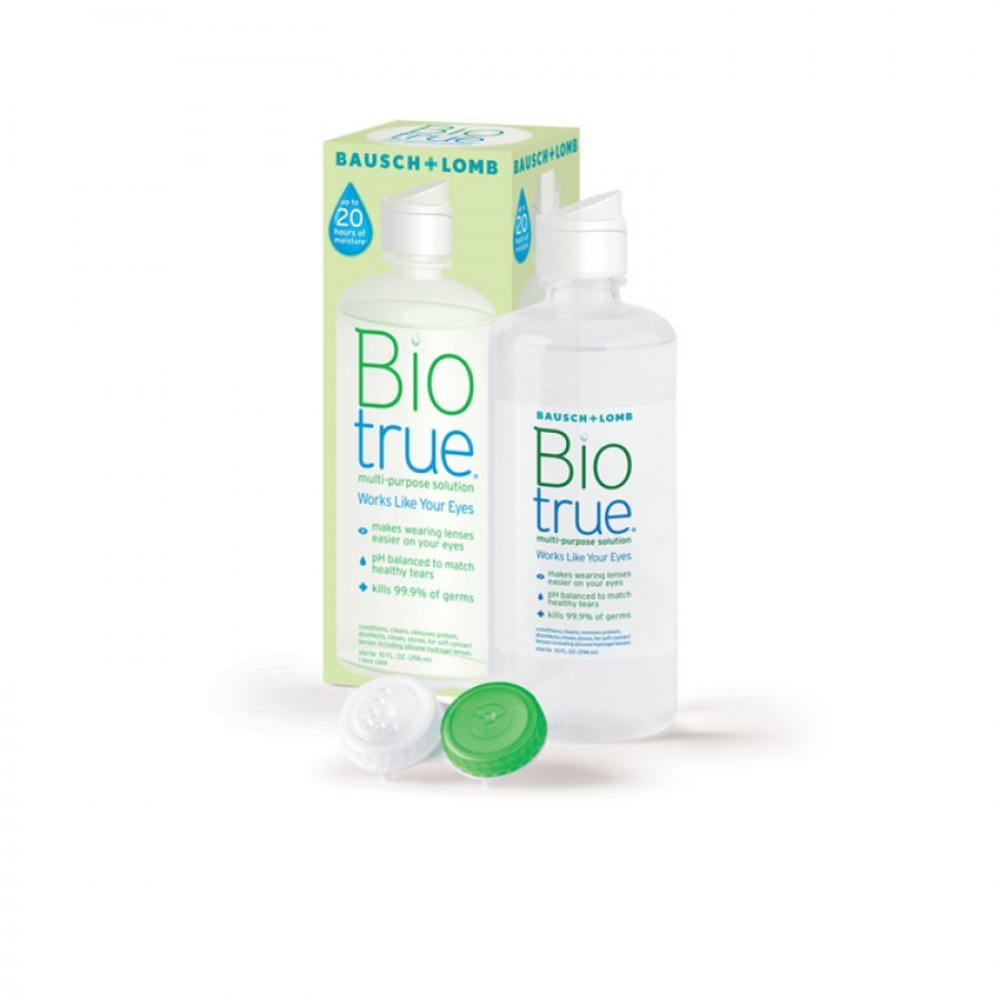 Solutie intretinere Biotrue 300 ml + suport lentile cadou cu comanda online
