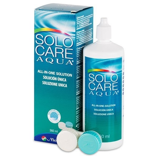 Solutie intretinere Solo-Care Aqua 360 ml + suport lentile cadou cu comanda online